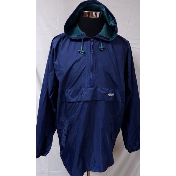 Stearns Dry Wear 1/2 Zip Pullover Blue Packable Windbreaker Rain Coat Jacket (L) - Picture 1 of 13